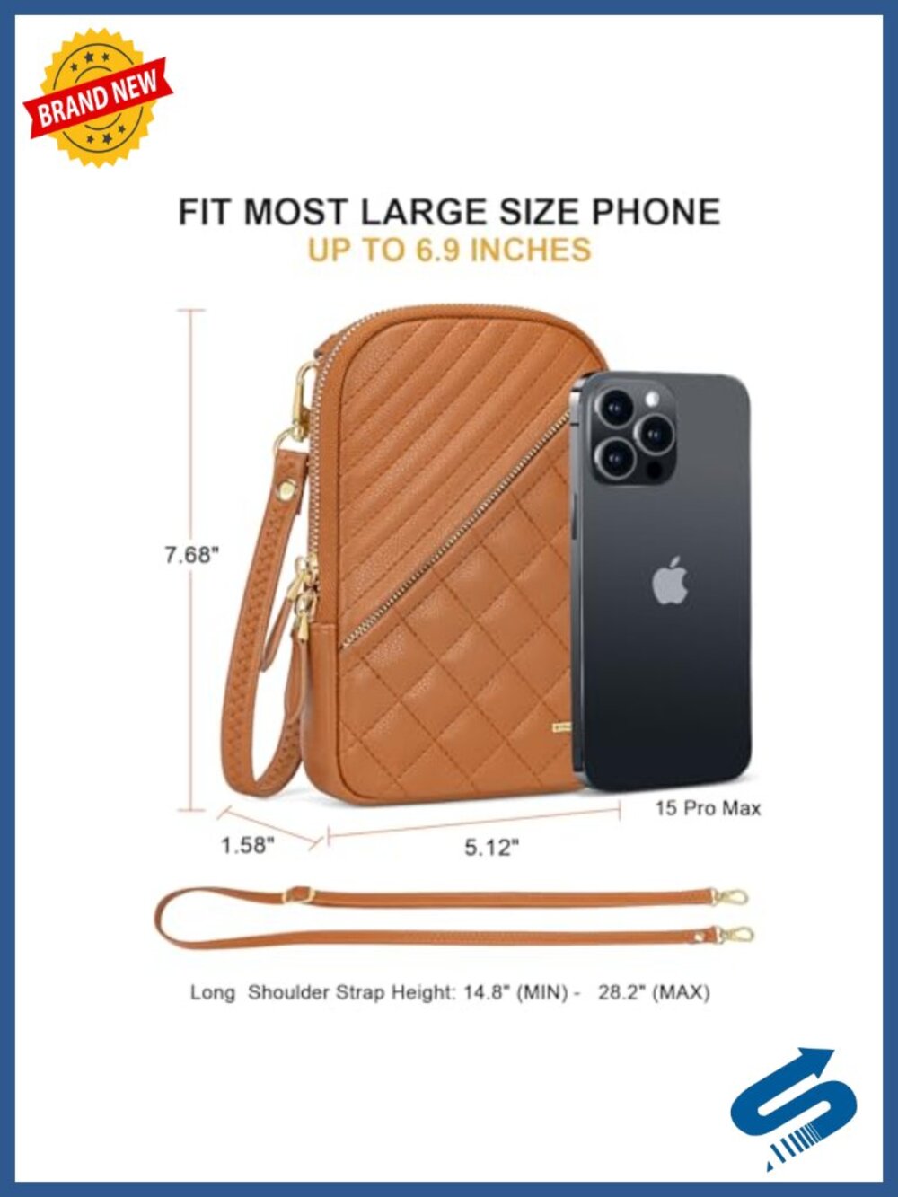 Vegan Leather Small Crossbody Bag with Double Zipper, RFID Blocking - Picture 4 of 6